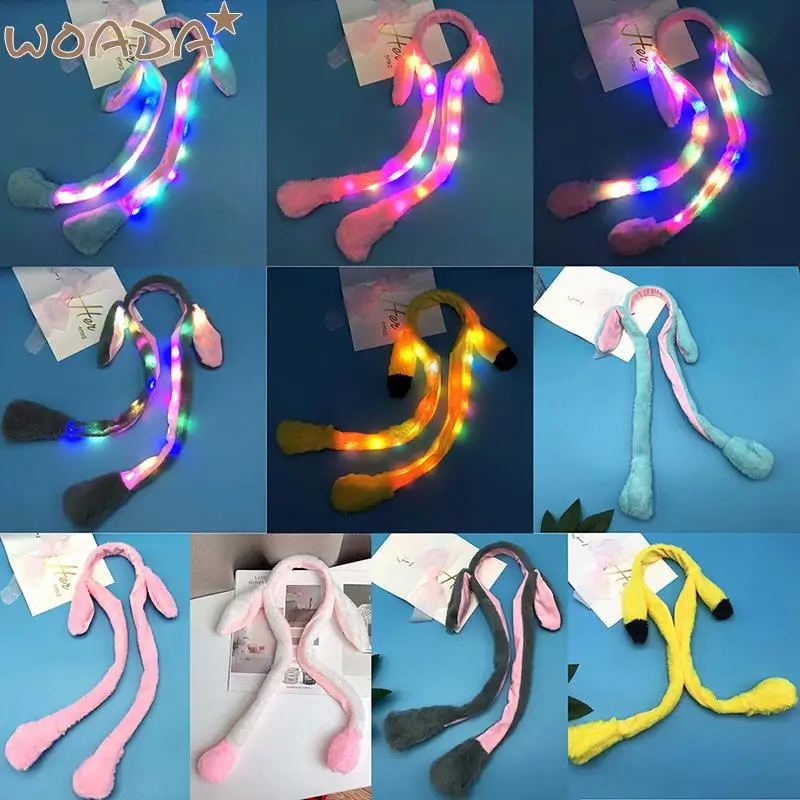 Cute Rabbit Ear Hat Headband for Kids Girls Can Moving Bunny Ears Plush Toy Lugs Hair Hoop Party Photo Props Adult Gift Headwear plush toy