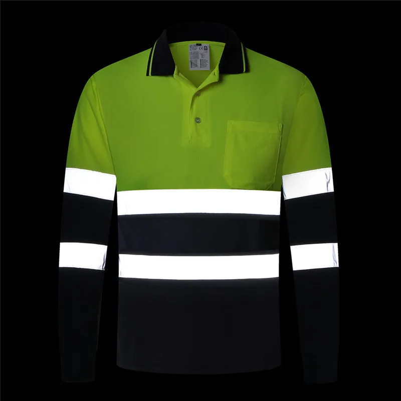Security Reflective Shirts for Men Hi Viz Vis Shirt with Pocket Two Tone Workwear High Visibility