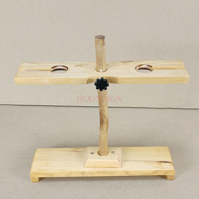 science small production materials Funnel Rack (Wooden) 2 Holes Wood Chemical Experiment Equipment Middle School Teaching