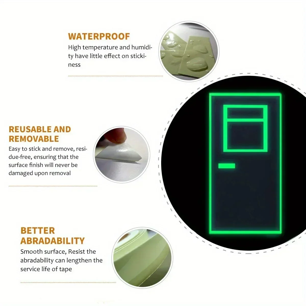 Description Picture 5 of itemNew 1 Roll1CM*3M Luminous Tape Stair Fire Warning Stickers Stage Green Fluorescent Anti-collision Warning Sticker Luminescent