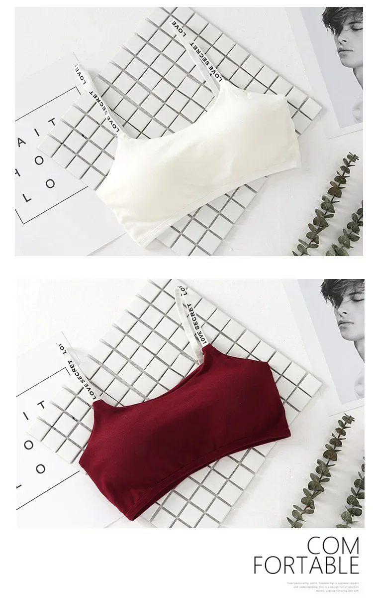 New Sexy Seamless Detachable Padded Sling Cotton Bra Casual Letter Printing Bra Fitness Breathable Ladies Bra