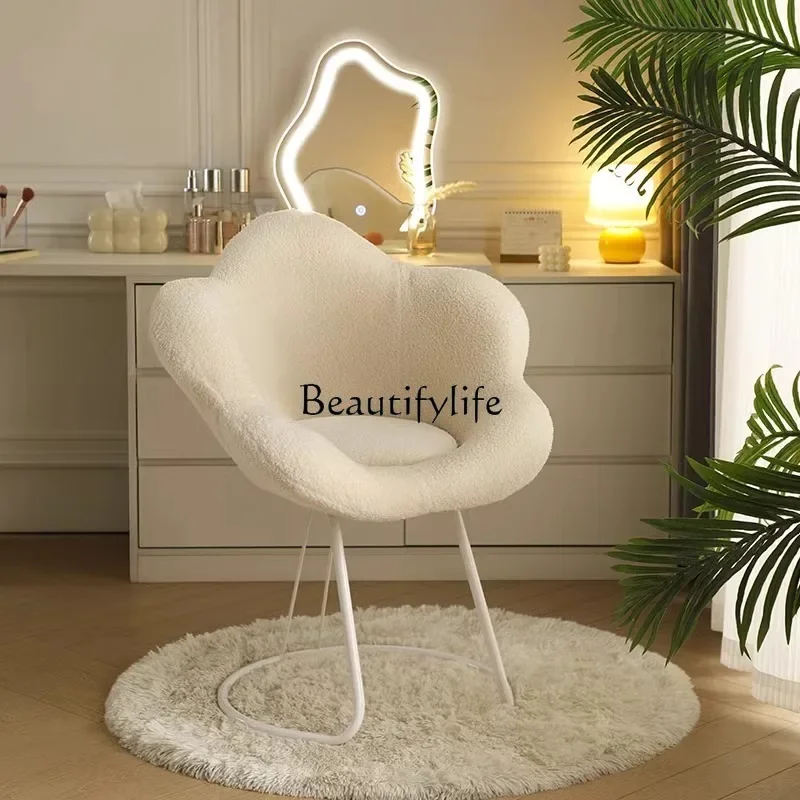 

Cream Style Makeup Chair Bedroom Dressing Table Stool Light Luxury Makeup Stool Backrest Petal Chair