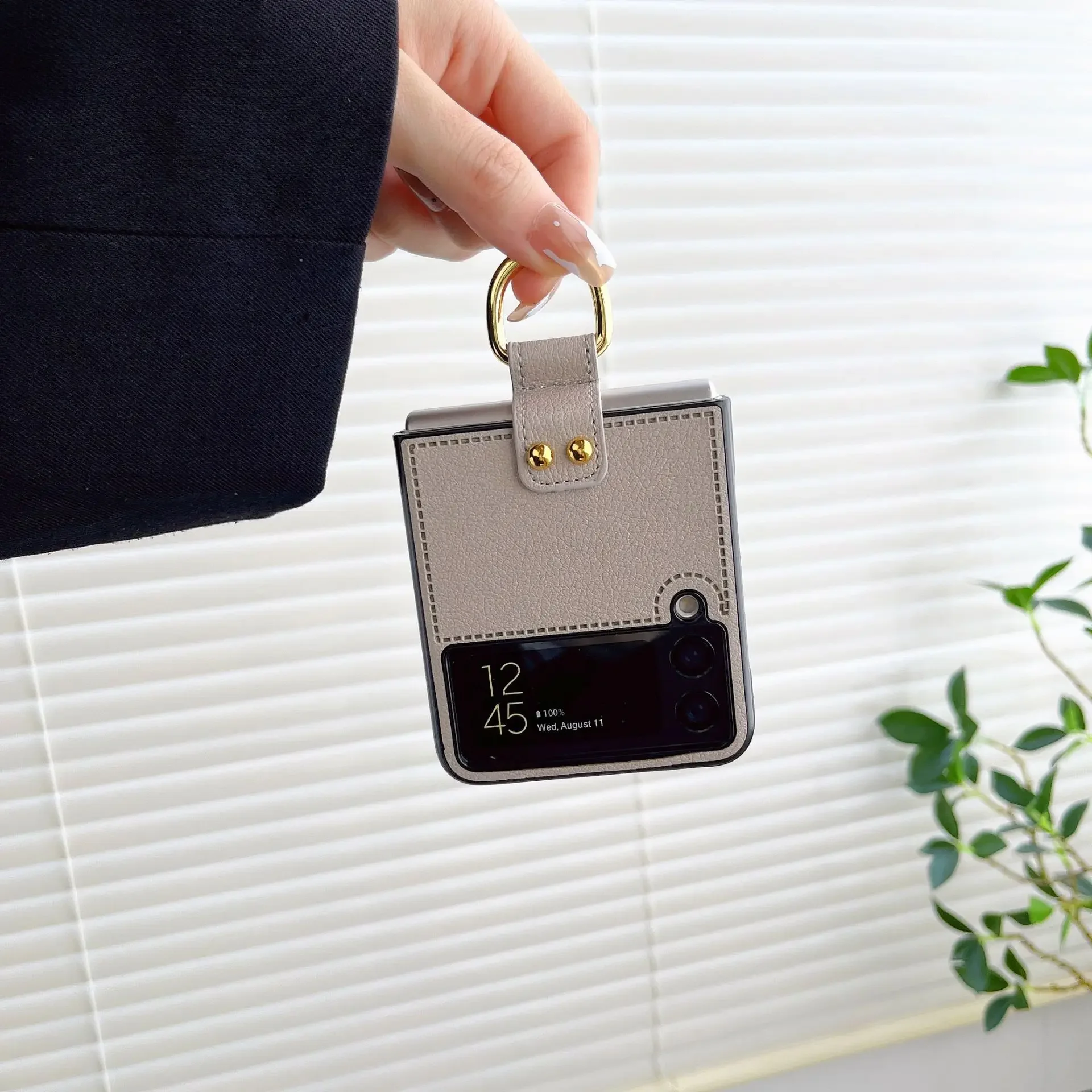 Leather Phone Case with Ring Holder - Anti-Fall & Non-Fingerprint Matte Cover