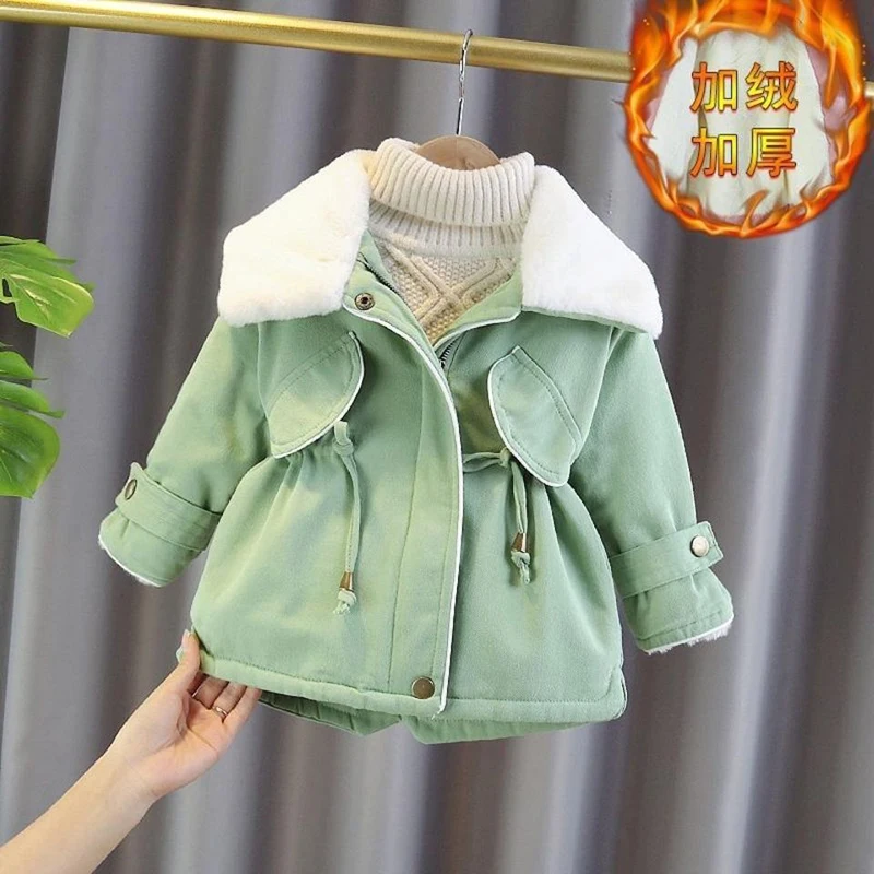 

2023 Winter Jacket For Girls Coat Fashion Lapel Children's Outerwear Windbreaker Thicken Warm Toddler Girl Clothes Birthday Gift
