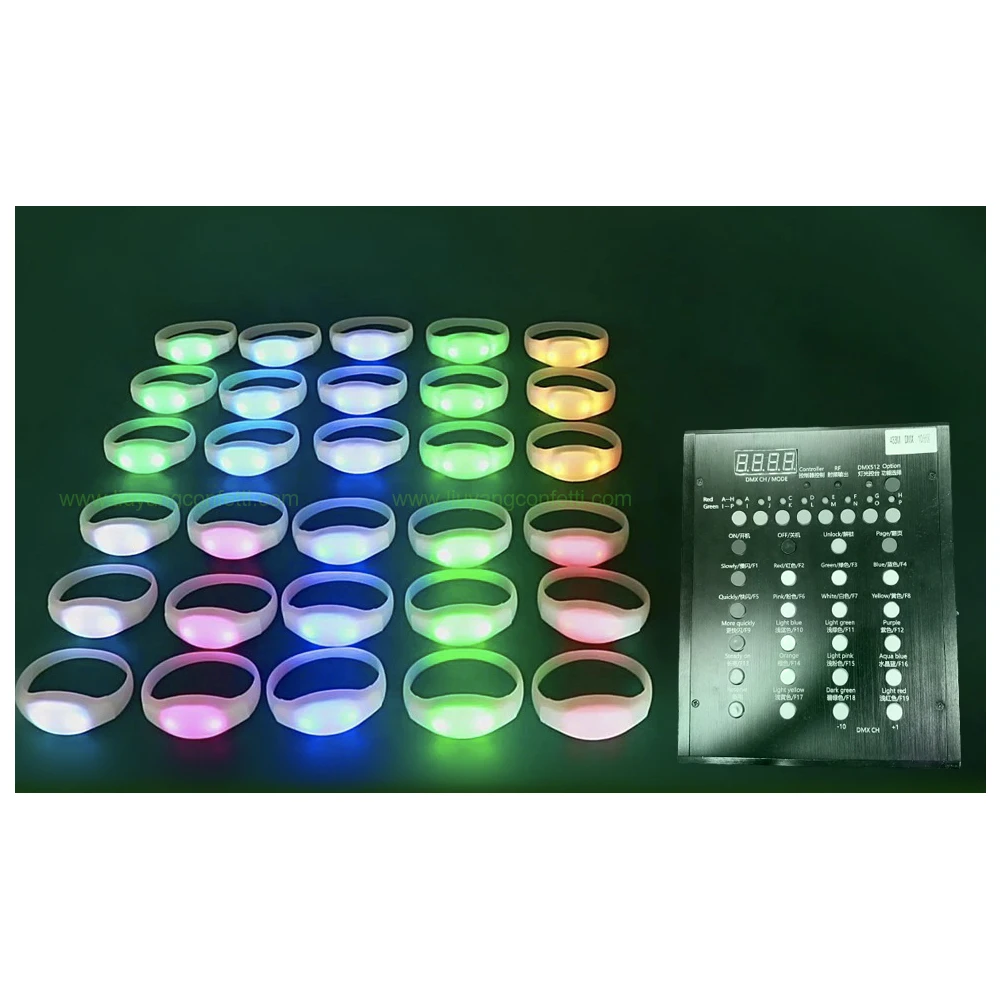 

Led Silicone TPU Nylon DMX Bracelet Glowing Wristband For Home Party Music Club Event 50pcs/Lot Remote Control DJ Concert Show