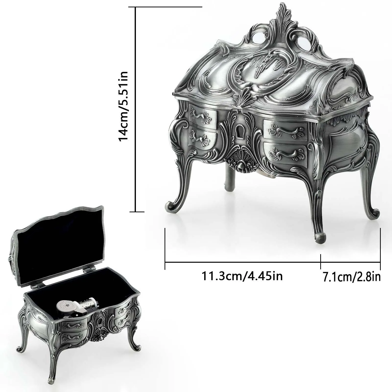 Sinzyo Davy Jones Metal Wind Up Antique Jewelry Musical Boxes Christmas Birthday Valentine's Day Gift 3