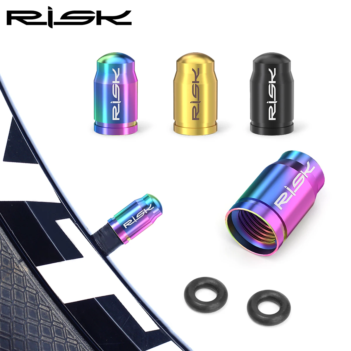 Bicycle Valve Cap RISK Titanium Alloy Bike Valve Cap Mountain Road Bicycle Presta Schrader Nozzle Valve Core Cap French American Dustproof