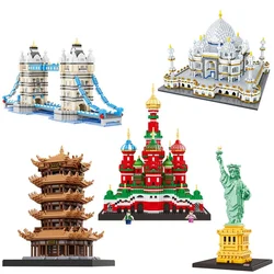 Mini briques de construction d'architecture, jouet pour enfant, blocs compatibles à thème œuvres architecturales célèbres de ville et du monde, statue de la liberté, modèle de collection idéal en cadeau, 