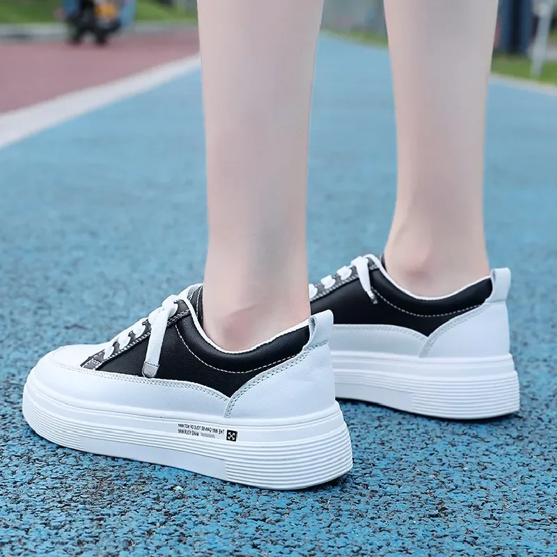 Platform Sneakers Women Running Sports Shoes Casual  Breathable Lace Up PU Leather Shoes Soft Footwear Trainers Women Sneakers