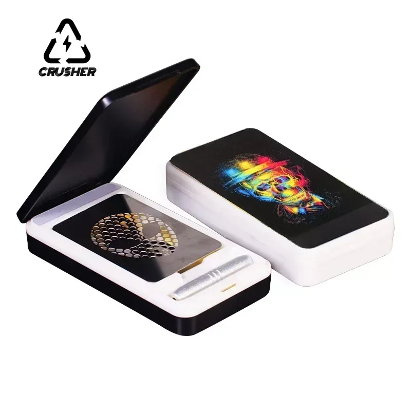 

CRUSHER Flip LED Cigarette Case Grinding Card Chargeable Storage Tobacco Box Dry Herb Grinder for DIY Smoking Pipe Accessories
