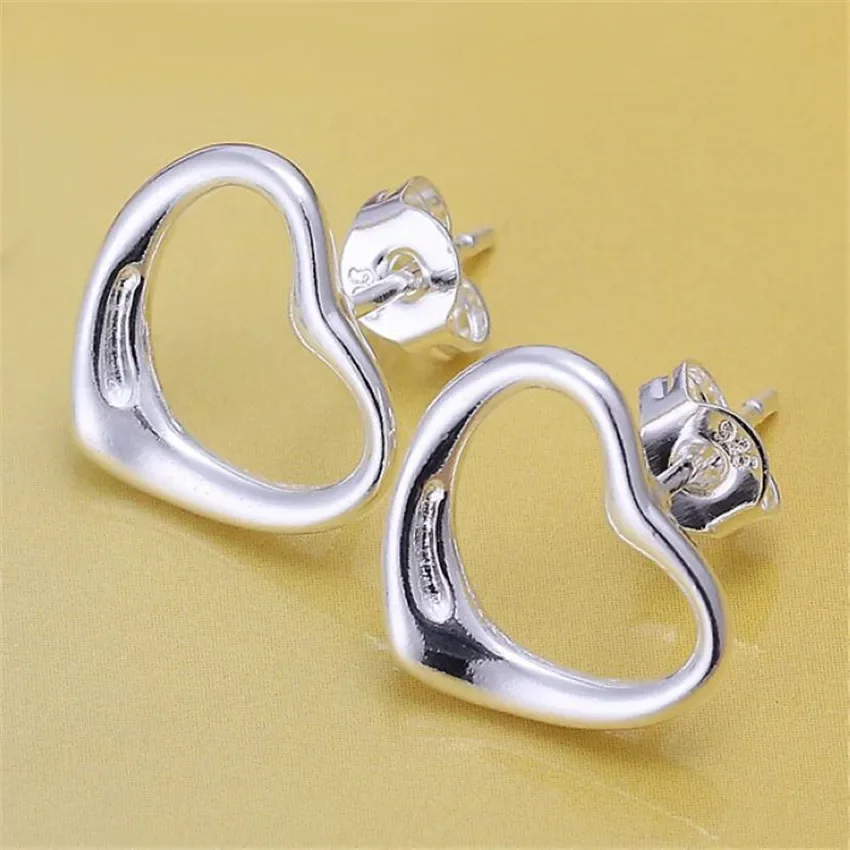 

Charms Fine 925 Sterling Silver Romantic Heart Studs Earrings For Women Party Wedding Christmas Gifts Street All-Match Jewelry