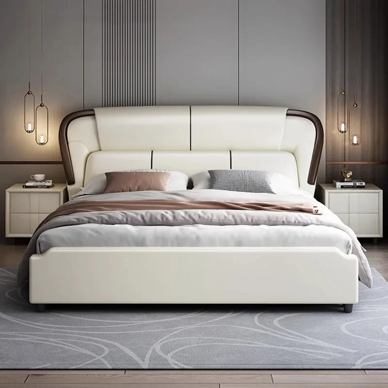 Estetica Nordic Bed Frames Wood Queen Glamour Testiera Twin Bed High End Luxury Full Size Letto Matrimoniale Mobili Per La Casa