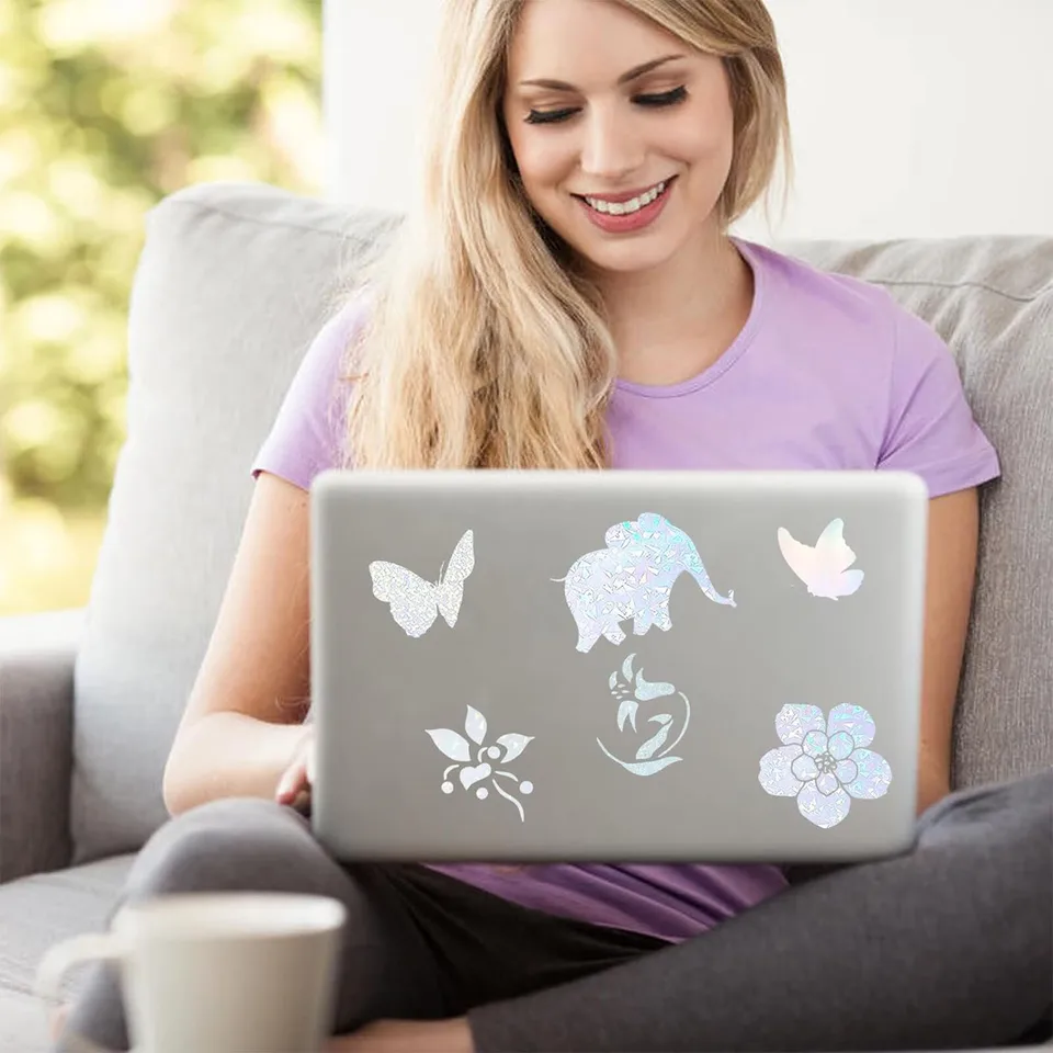 Carta Olografica Adesiva 36 Fogli A4 - Motivi Gemma, Arcobaleno E Stella, Vinile Trasparente - Foto 8