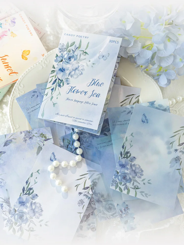30 teile/los Memo Pads Material Papier floral briefkopf Junk Journal Scrapbooking Hintergrund Dekoration Papier – Detail 3