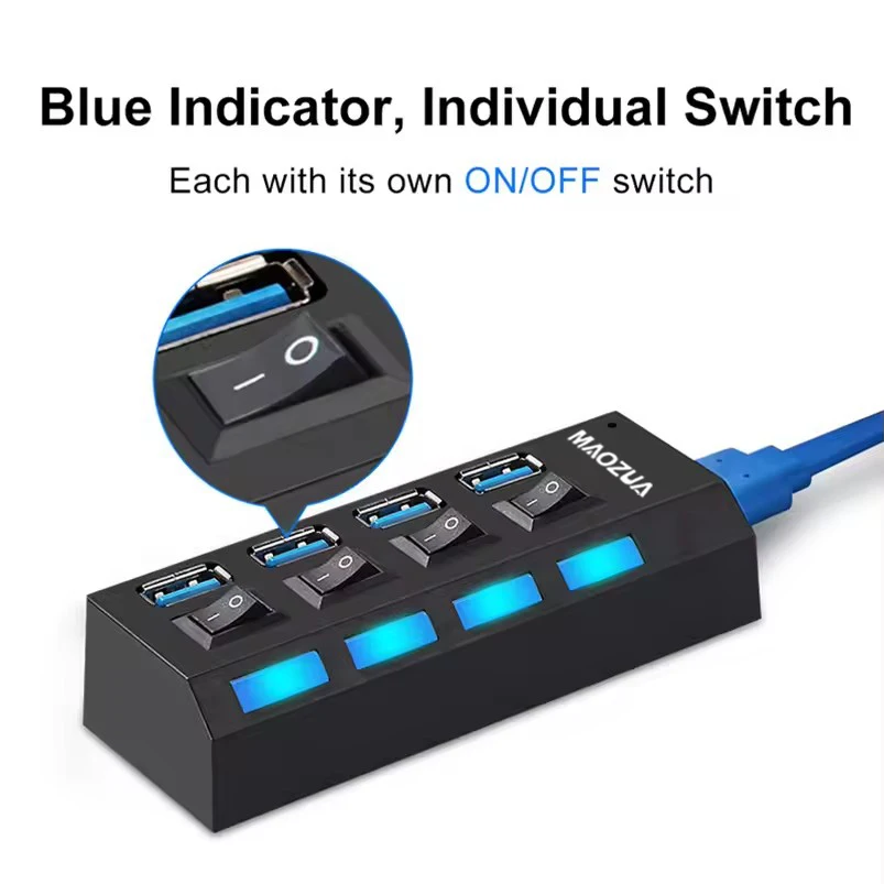 MAOZUA 4 Port Hub 7 Port USB HUB USB For PC Computer Laptop 5 Gbps High Speed Splitter Multi Usb Hub PC Accessories With Switch