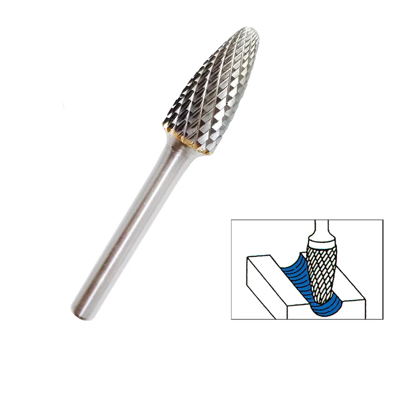

1pcs SF-5 Tungsten Carbide Burr File .47 Inch Head with 6mm Shank Cylinder Shape Metalworking Bit for Rotary Die Grinder