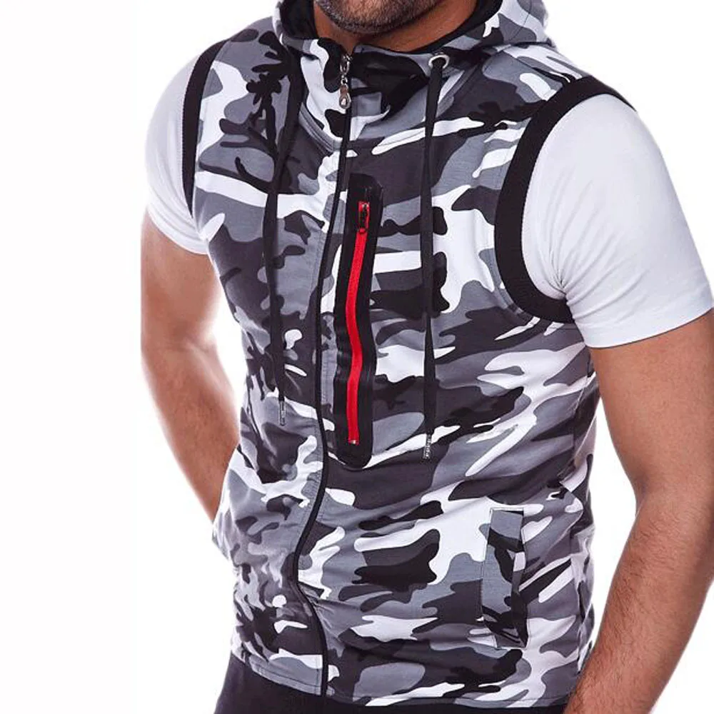 Autumn Camo Print Sleeveless Vest Coat for Women