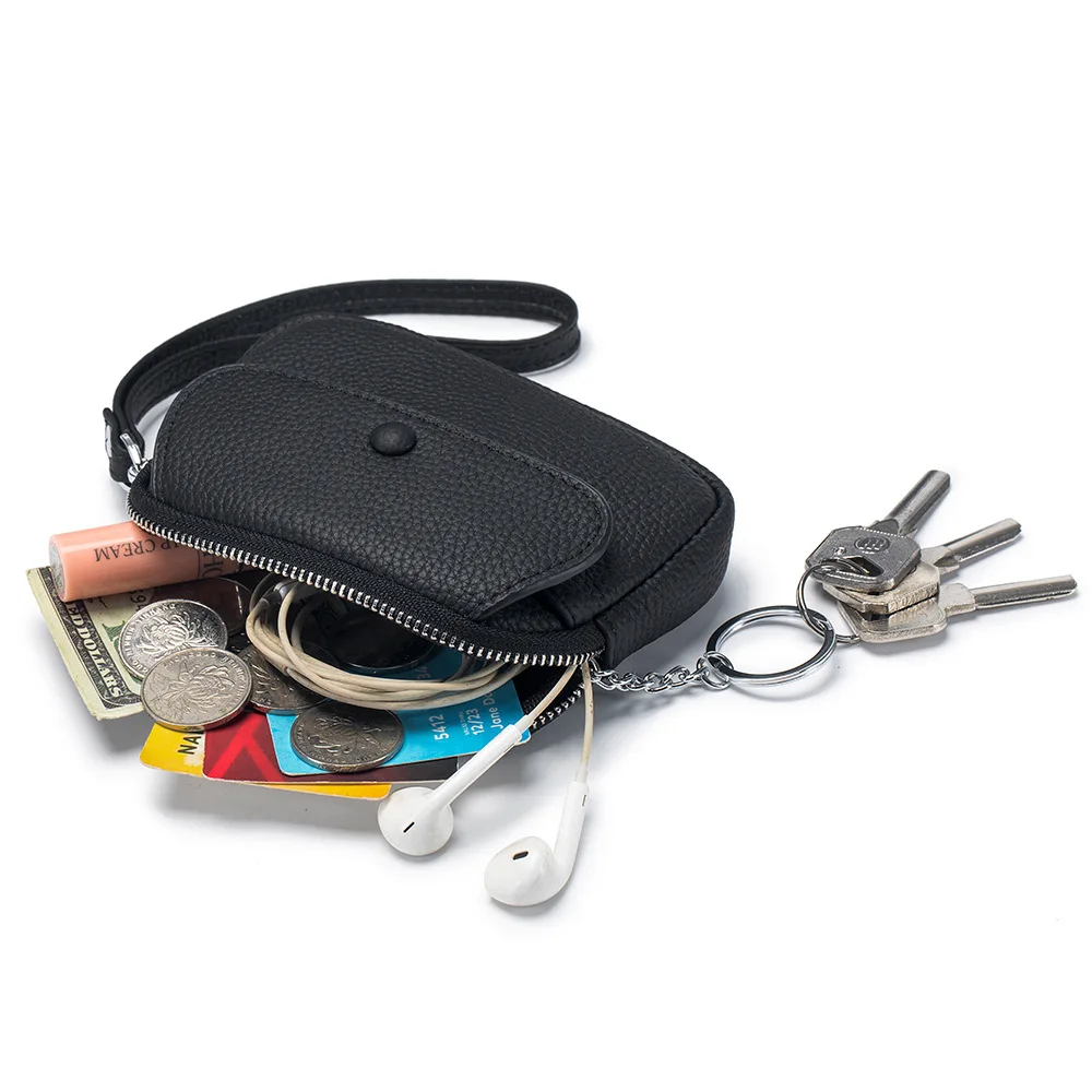 Women's Leather Wristlet Clutches Wallet Small Pouch Bag Compact Coin Purse Multifunctional Storage Bag Day Clutch with Keychain