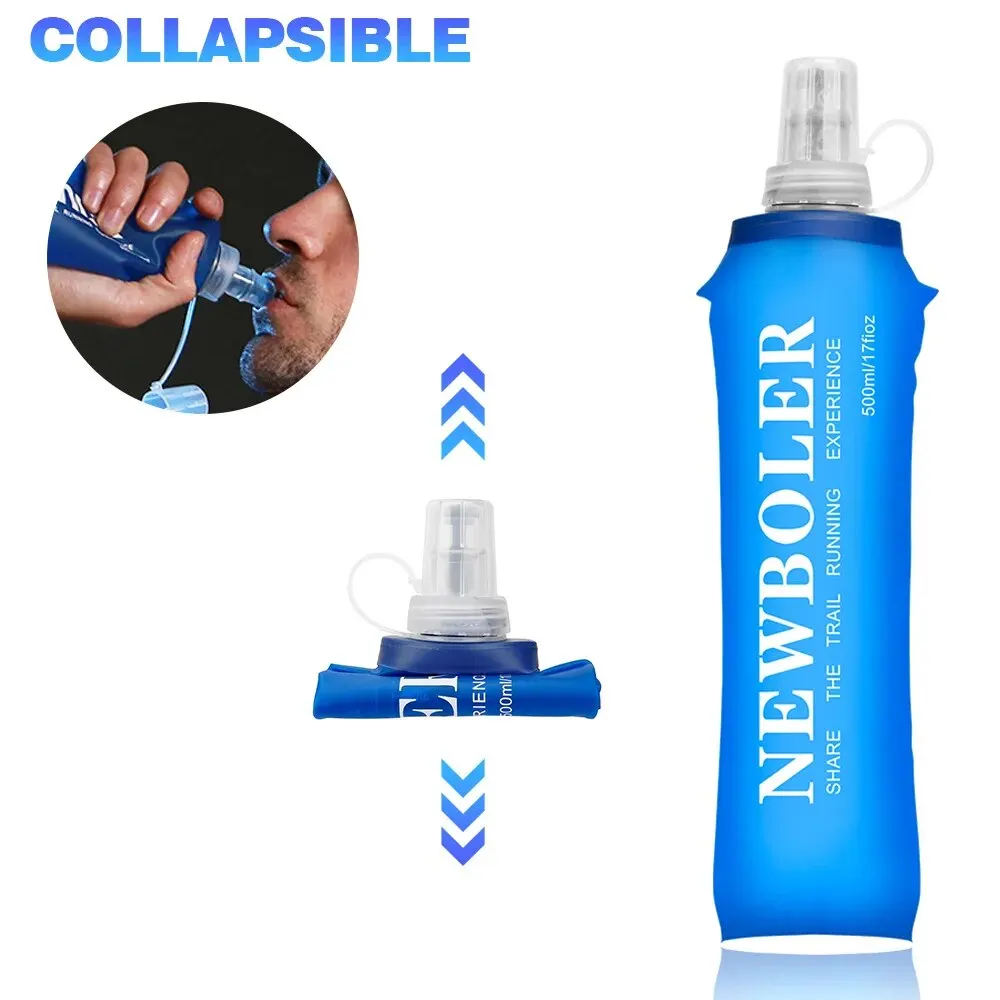 NEWBOLER 250ml 500ml Water Bottle TPU Folding Soft Flask Sport Water Bottle Water Bag Collapsible Water Bottle Running Camping 3