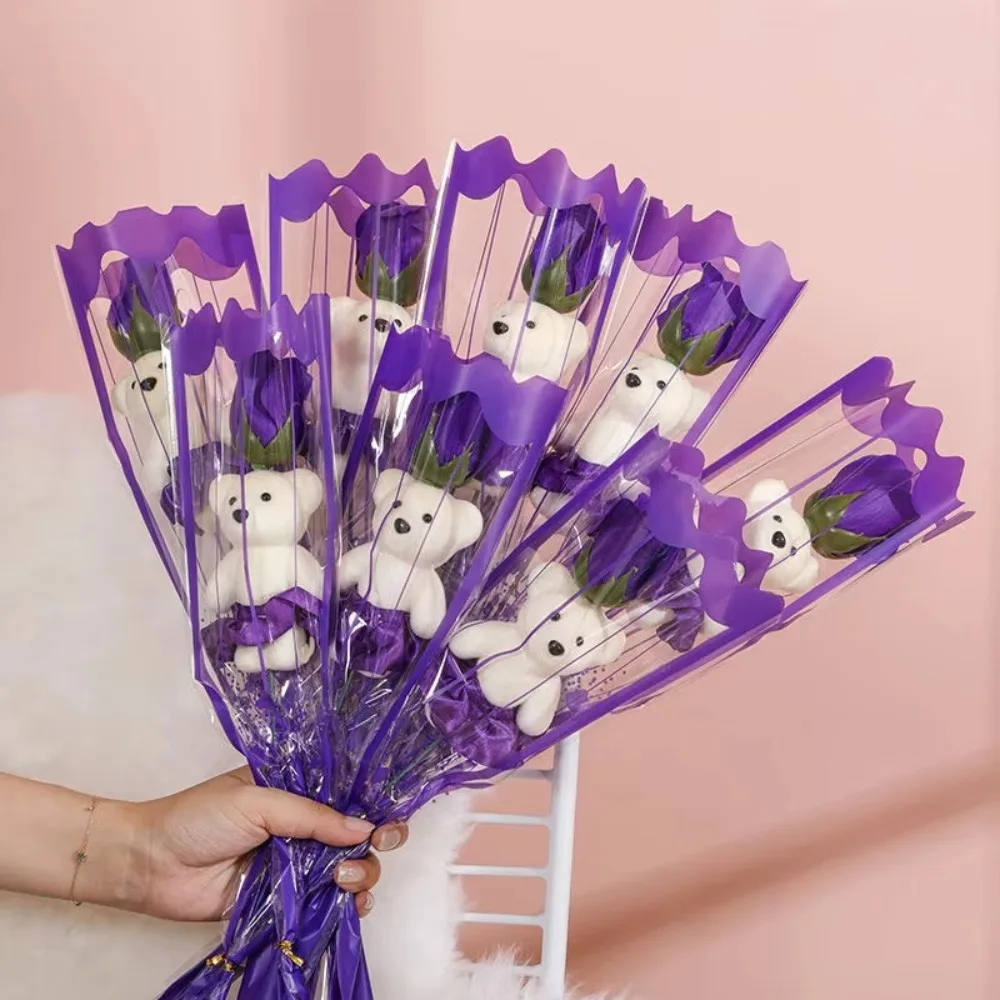 새로운 비누꽃 사랑스러운 곰돌이 졸업 꽃다발 졸업 선물 DIY 인공 장미꽃 곰돌이 꽃다발 장식