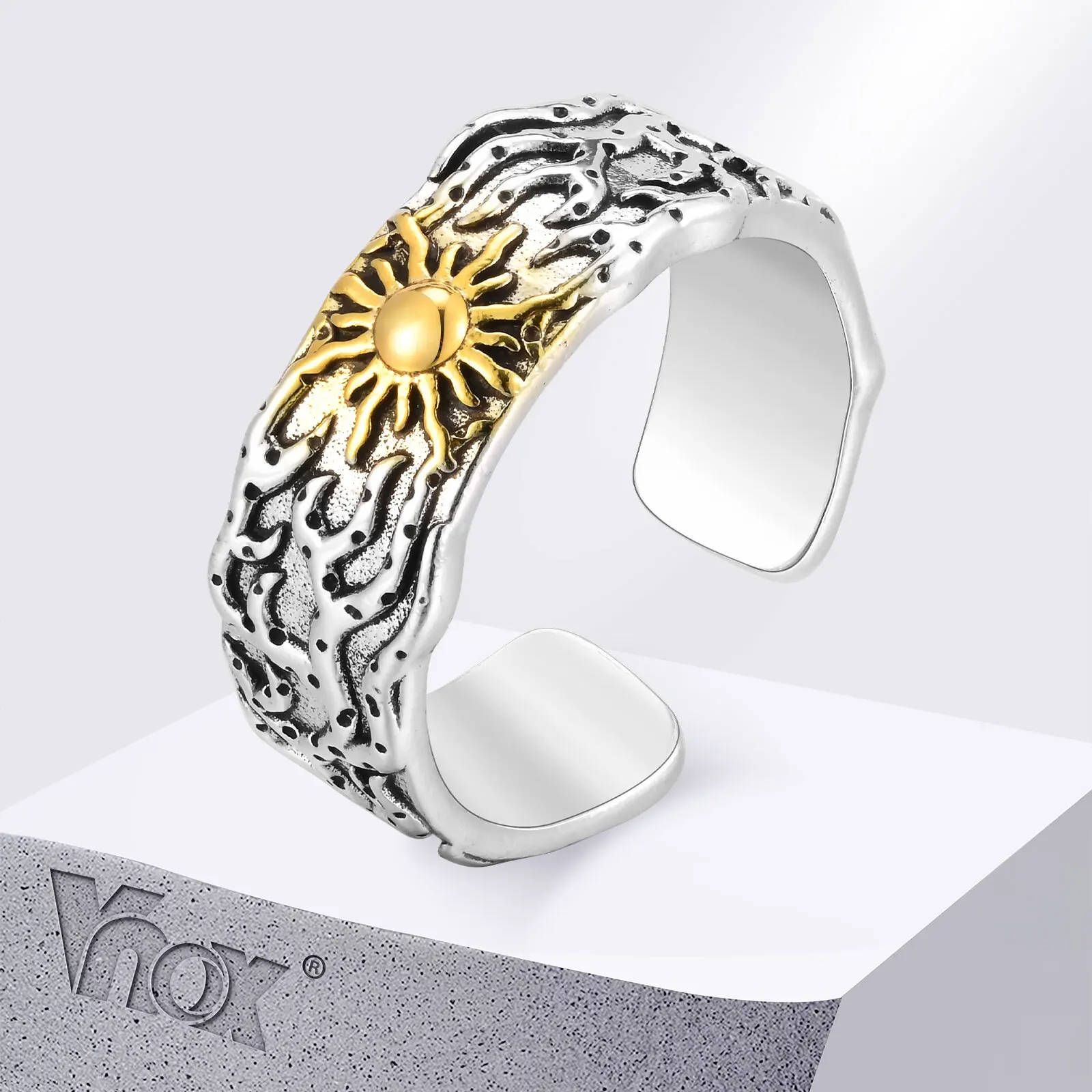 Vintage-Sonnenring für Männer und Jungen, modisches Design, Metallring mit stereoskopischem Muster, Geburtstagspaar-Partygeschenke
