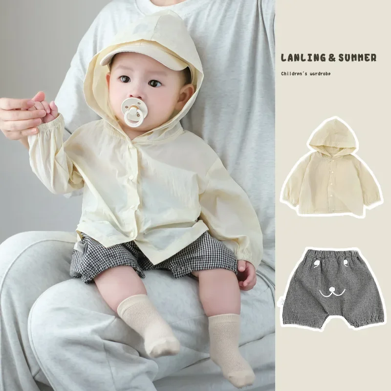 Summer Boys' Sunscreen Suit, Baby Clothes, Lightweight and Breathable Air-conditioned Shirt, Baby Casual Hooded Versatile Jacket