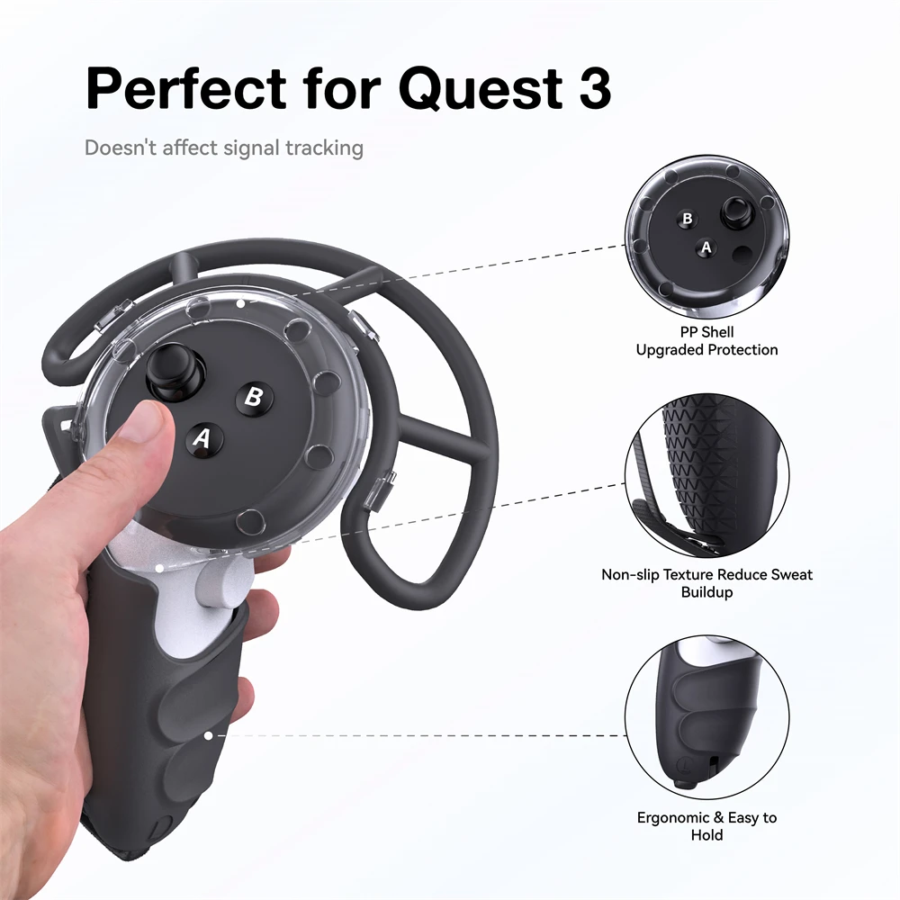 

Защитная рамка для контроллера Meta quest 3 VR, аксессуары, силиконовый защитный рукав для ручки, защита сенсорного захвата