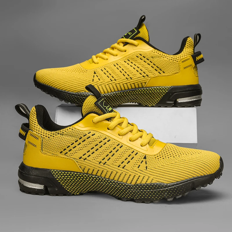 Breathable Lightweight Running Shoes for Men, Outdoor Sports Walking Shoes, Men's Shock-Absorbing Lace-Up Sports Shoes, Slippery and Comfortable, Suitable for Street Jogging and Hiking, Outdoor Activities, Suitable for All Seasons