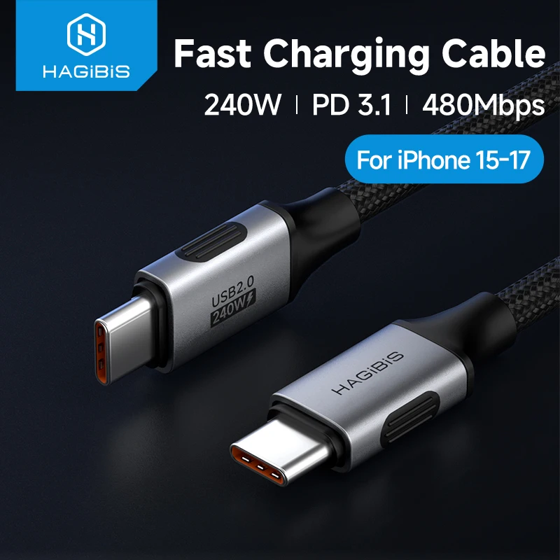 สายชาร์จ USB-C สุดเร็ว 240W สำหรับ iPhone แล็ปท็อป