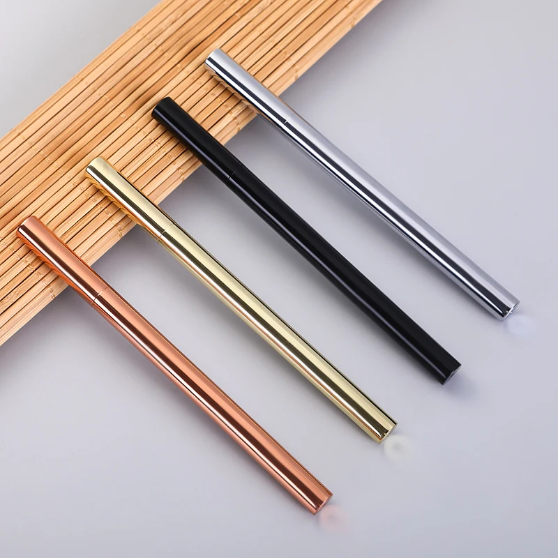 

2023New gift colorful brief ballpoint pen gel ink roller pen cylindrical brass rose gold pens