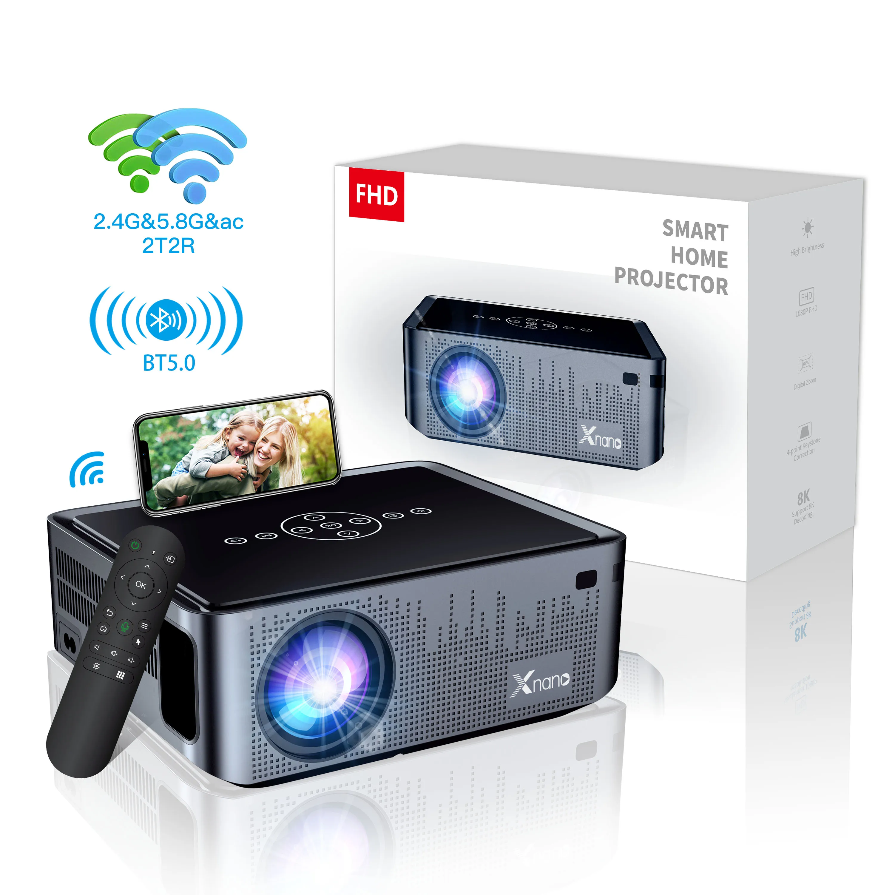 X1PRO 4K HDR Projector Android9 Dolby 300ANSI Amlogic T972-H 1920*1080P Wifi 2T2R BT Home Cinema School Office Smart Projector