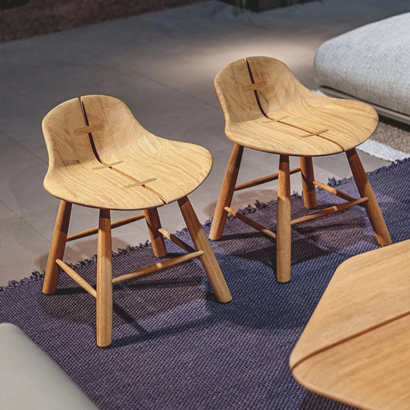

Minimalist and creative solid wood dining chairs, home living room, light luxury white wax wood leisure