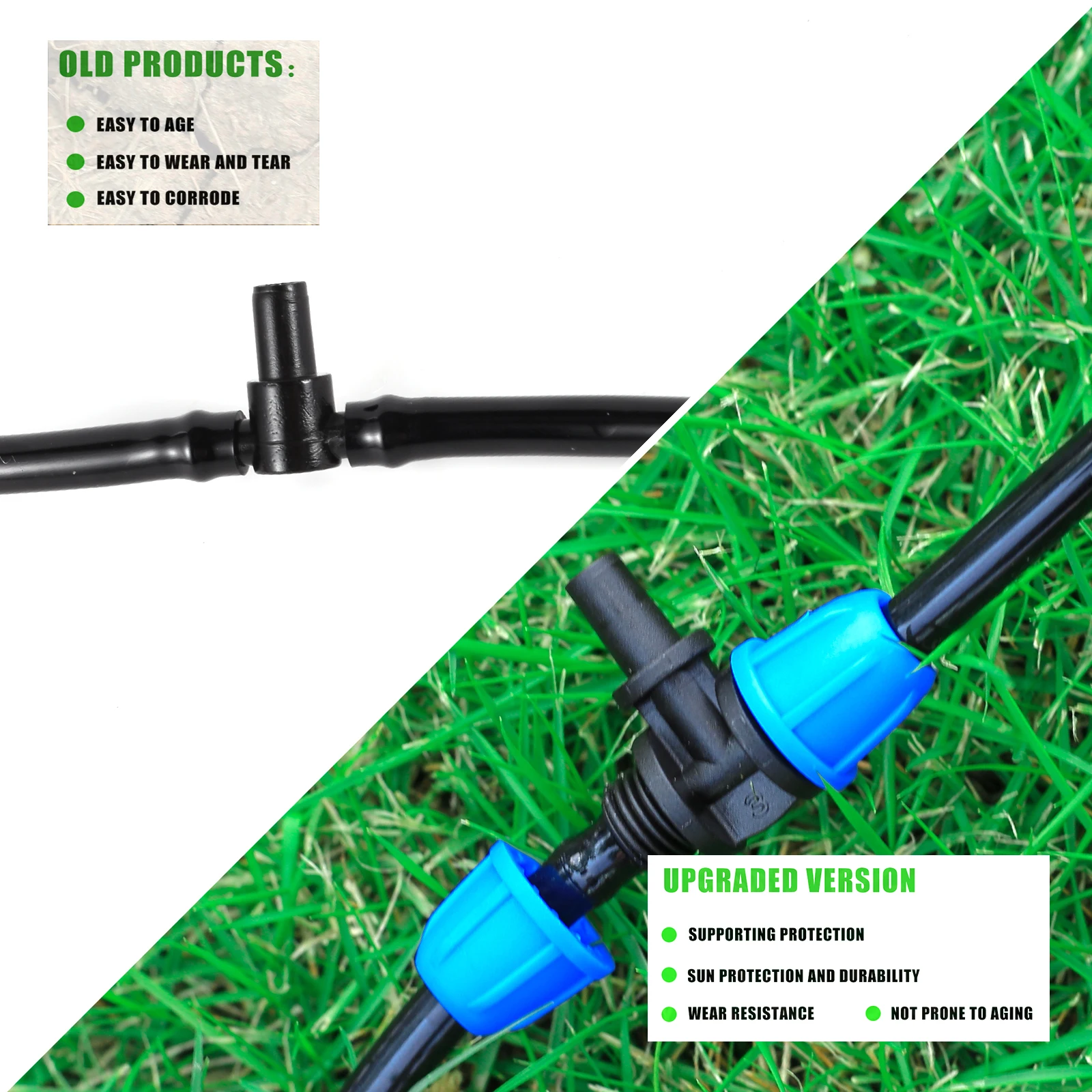 Garden Mist Irrigation Sprinkler 1/4" Pipe Fog Nozzle with Tee Anti Drip Connector Plant Flower Watering Atomize Micro-Sprayer