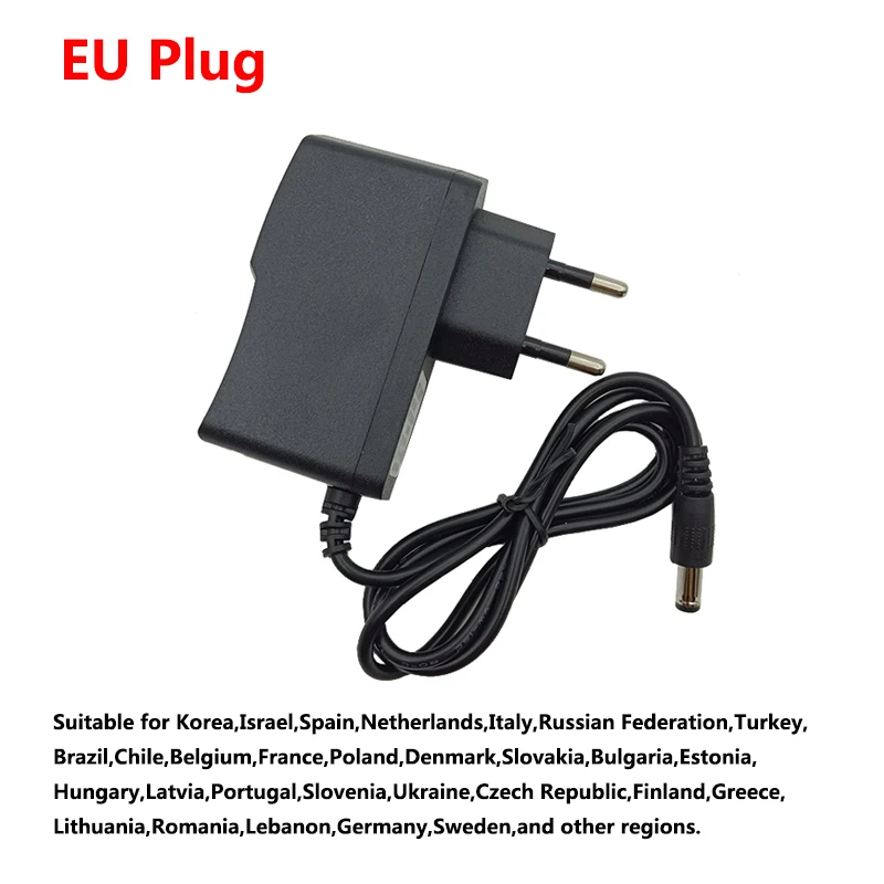 Universal 12V Power Supply Adapter with Adjustable Amp Options and EU Plug