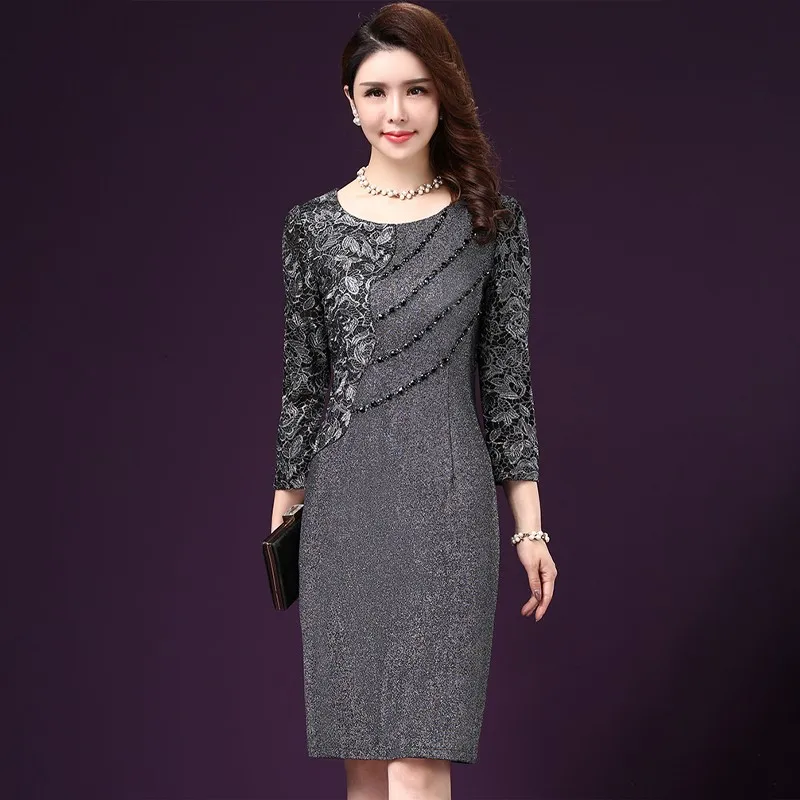 

Elegant Women Casual Solid Color 3/4 Sleeve O-neck Collar High Waist Elasticity Slim Party Dress Ladies Femlae Evening Vestidos