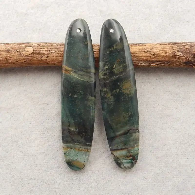 Semiprecious Natural Stone Morrisonite Jasper Gemstone Fashion Earring Bead Accessories For Women 45x11x5mm 8g