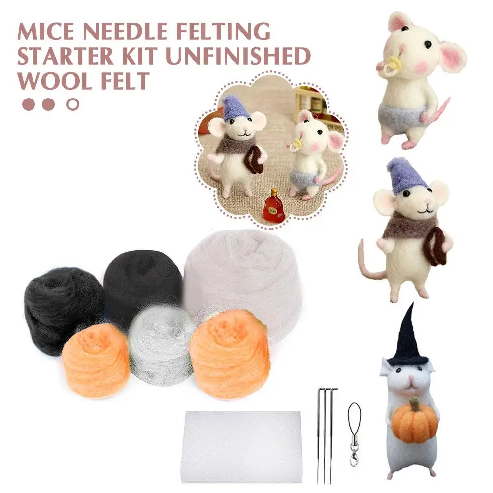 Mouse Needle Felting Starter Kit Incompiuto Feltro Di Lana Kit Ago A Spillo Kit Di Lana Feltro Giocattolo Bambola Fai Da Te Regalo Per Amico O9T4