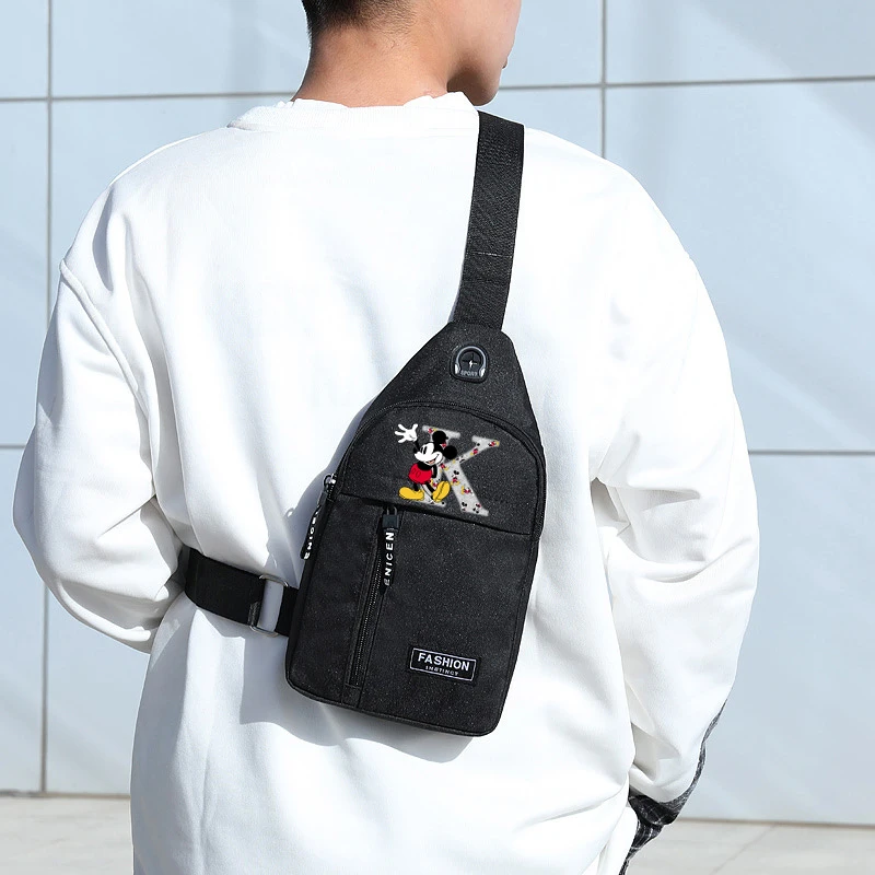 

Mickey Mouse A-Z 26 English Letters Disney Chest Bag Men's Casual Trend Multifunctional Shoulder Bag Messenger Bag Handbags 2024