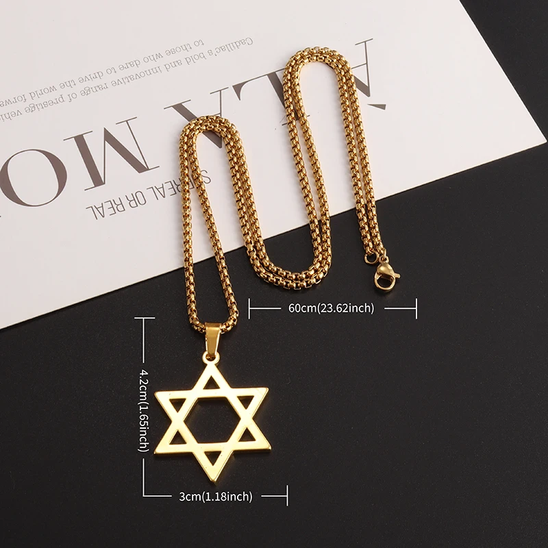 Classic Simple Jewish Charm Star of David Pendant Necklace for Men and Women Fashion Casual Accessories images - 6