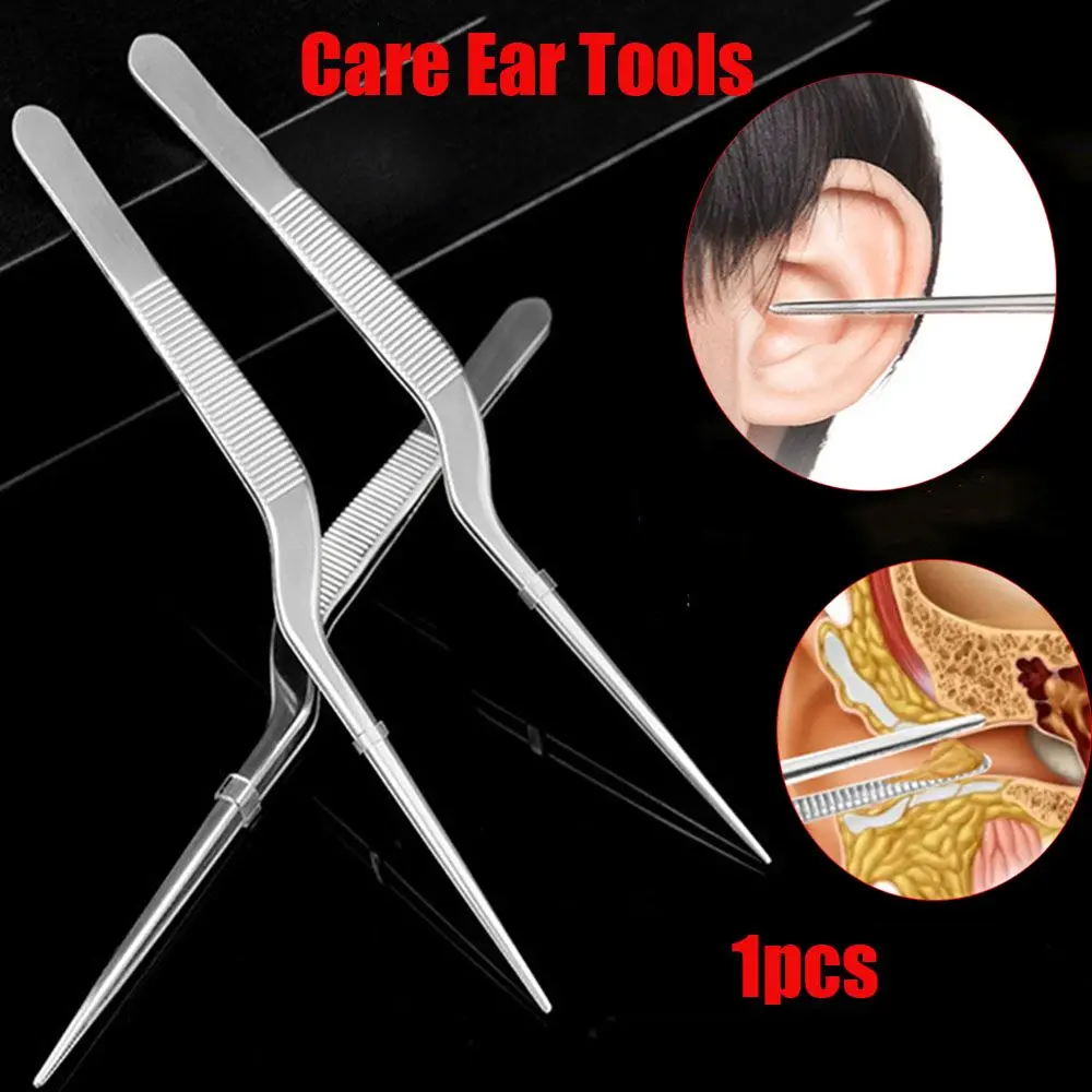 

Silver Portable Ear Wax Removal Stainless Steel Nose Clip Ear Tweezer Ear Cleaning Clip Nail Clip Ear Care Tools