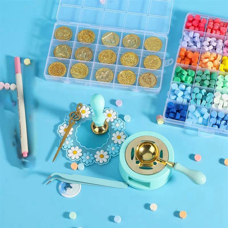 Wax Seal Stamp Wax Seal Stamp Kit 17Pcs Heater Coloring Pen Perfect Decoration for Wedding Invitations for Gift and Craft Pink