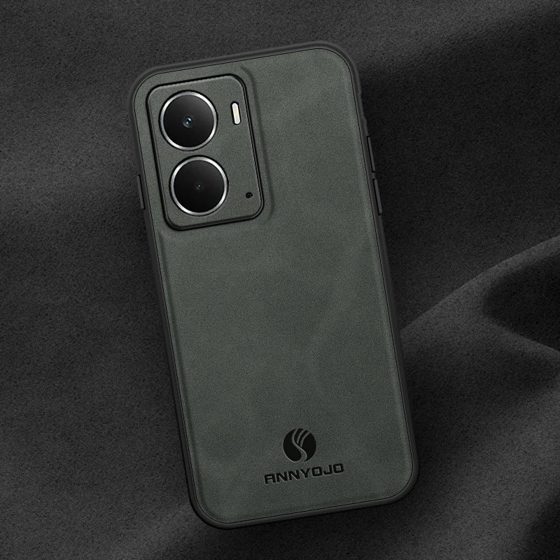 Matte Plain Leather Case with Built-in Car Mount Holder Cover