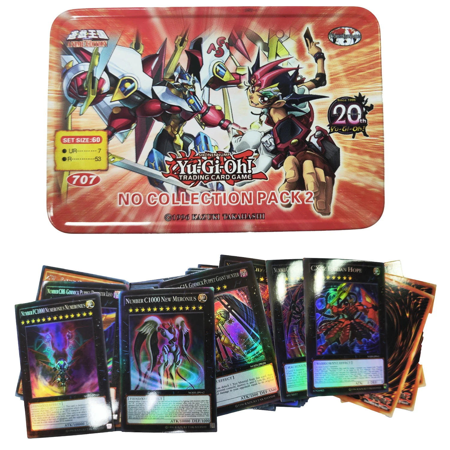 60pcs Yu Gi Oh Cards NO COLLECTION PACK 2 Card English Holographic Golden White Dragon Duel Game Collection Card with Tin Box