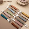 Food Grade Baby Silicone Handle Stainless Steel Spoon Fork Knife Toddler Safe Tableware Set Kids Easy Feeding Tools Baby Stuff 1