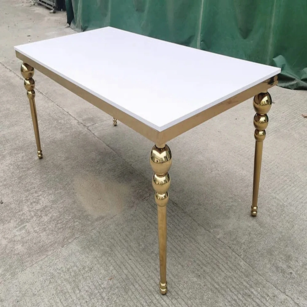 Luxury Stainless Steel Banquet Party table Dining Dinner table Glass Serpentine Wedding Cake Table for Evente 308