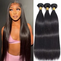 Extensions de cheveux naturels indiens Remy vierges non traités, couleur naturelle, lisses comme des baguettes, 1 à 4 mèches pour femmes noires 1