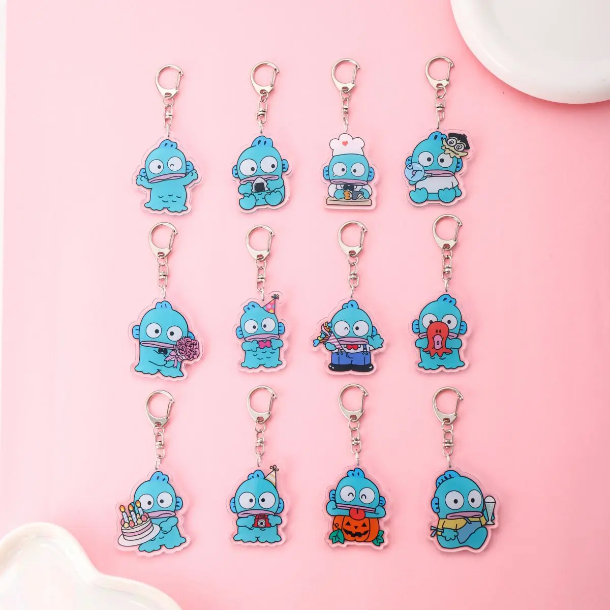 Anime Hangyodon Acrylic keychain accessaries Cartoon funny Bag Pendant Gift cute bag charm Car Keyring Friends Fans Gifts anime keychain pendant anime keychain