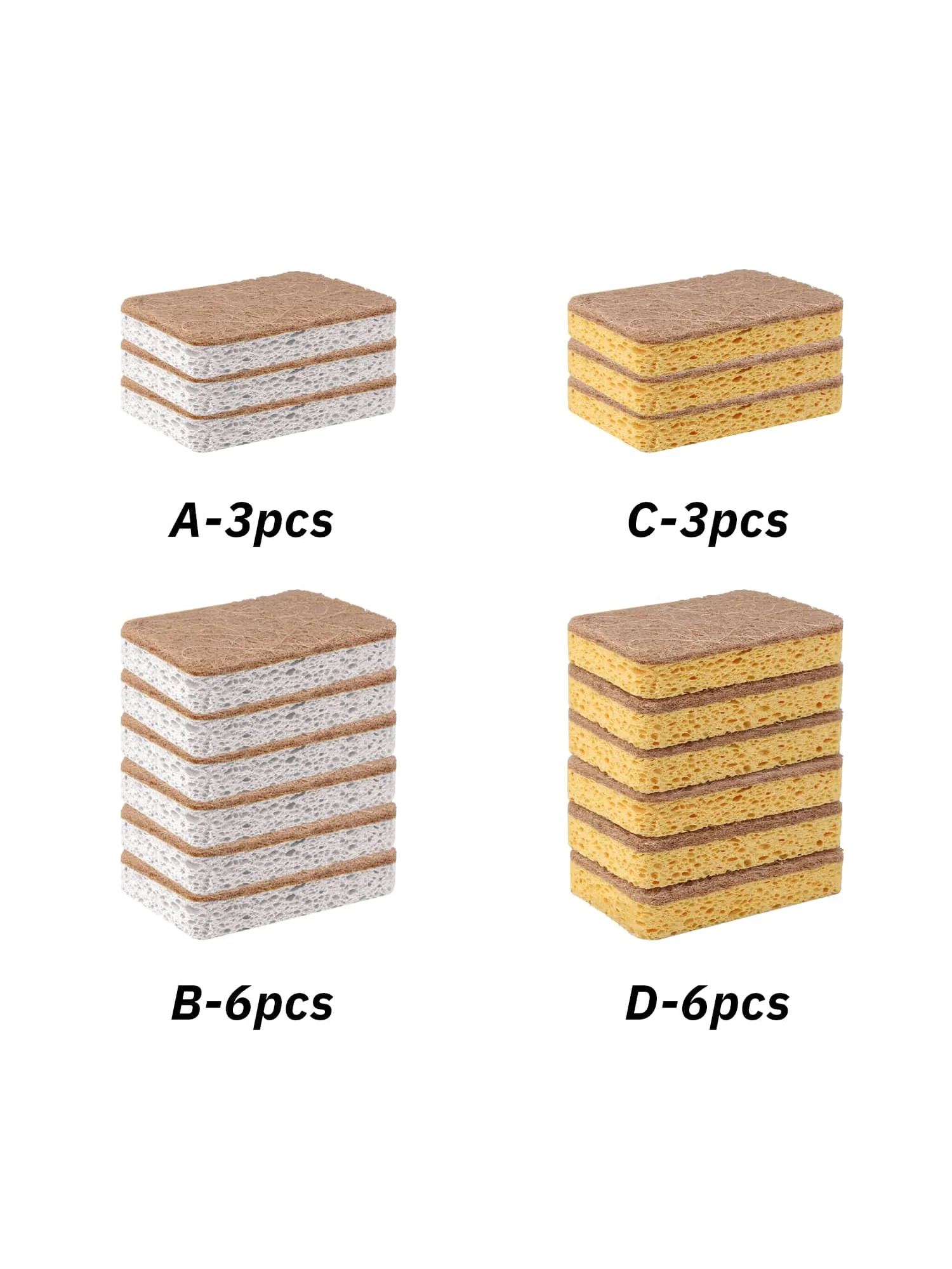 Eco-Friendly Kitchen Cleaning Brush Set with Biodegradable Scrubbing Sponges