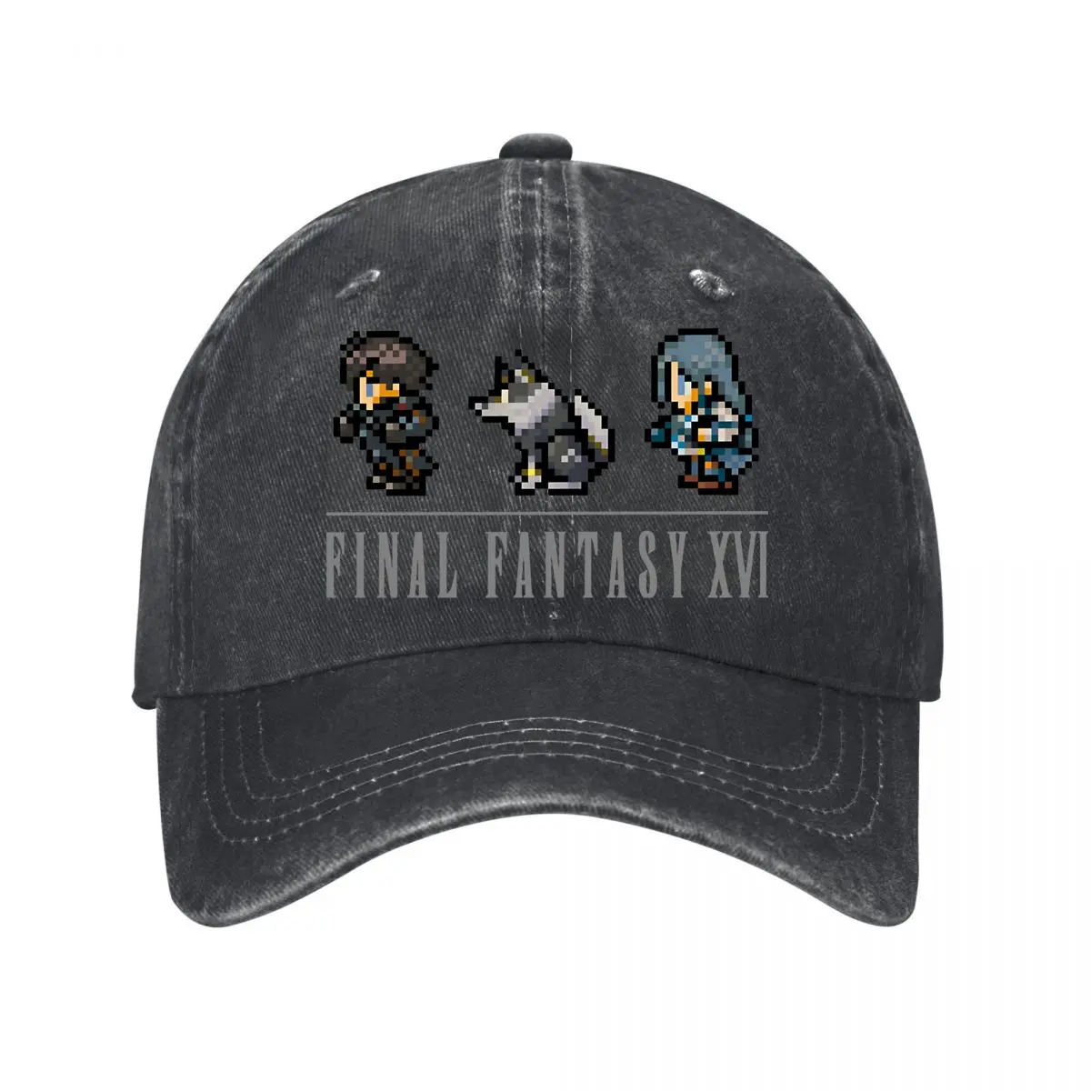 Pixelated Final Fantasy XVI Crew Graphic Baseball Cap Herren Damen Distressed Washed Sun Cap Outdoor Workouts Hut – Detail 1