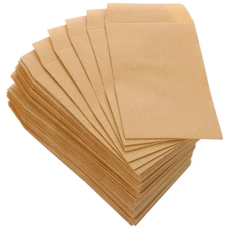 Kraft Paper Envelopes 100pcs Mini Envelopes Seeds Packet Gift Card For Storing Small Items Invitation Photo seed storage envelopes
